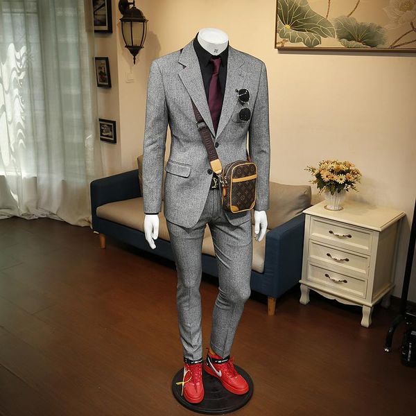 men's suits & blazers xm geeki spring and autumn business slim fit handsome leather velvet patch flower grey single breasted suit, White;black
men's suits & blazers xm geeki spring and autumn business slim fit handsome leather velvet patch flower grey single breasted suit, White;black