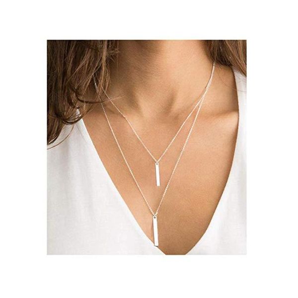 pendant necklaces 2021 double layer long strip decoration pendants short collar necklace ladies choker for women, Silver
pendant necklaces 2021 double layer long strip decoration pendants short collar necklace ladies choker for women, Silver