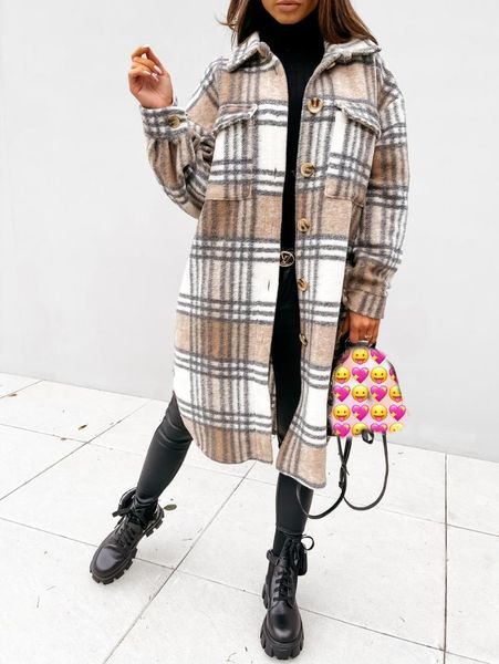 women's wool & blends plaids and tweedst female 2021 korean youth spring autumn plaid lapel long sleeve warm jacket, Black
women's wool & blends plaids and tweedst female 2021 korean youth spring autumn plaid lapel long sleeve warm jacket, Black