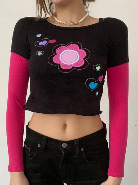 women's t-shirt y2k indie aesthetics floral t-shirts women 90s vintage heart embroidery pink long sleeve crop e-girl summer streetw, White
women's t-shirt y2k indie aesthetics floral t-shirts women 90s vintage heart embroidery pink long sleeve crop e-girl summer streetw, White