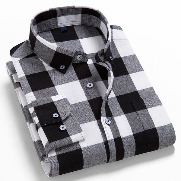 men's casual shirts long sleeve flannel plaid shirt 100% cotton spring festival autumn soft comfortable men social retro clothing, White;black
men's casual shirts long sleeve flannel plaid shirt 100% cotton spring festival autumn soft comfortable men social retro clothing, White;black