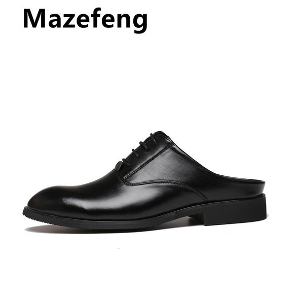 slippers mazefeng fashional male shoes summer men simple casual half solid outdoor leather round toe, Black
slippers mazefeng fashional male shoes summer men simple casual half solid outdoor leather round toe, Black