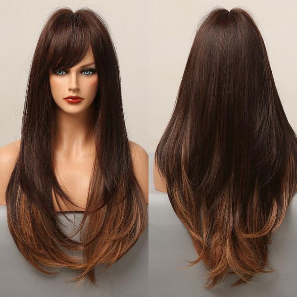 synthetic wigs ombre dark brown golden wig with side bang long straight for black women cosplay daily heat resistant fiber
synthetic wigs ombre dark brown golden wig with side bang long straight for black women cosplay daily heat resistant fiber