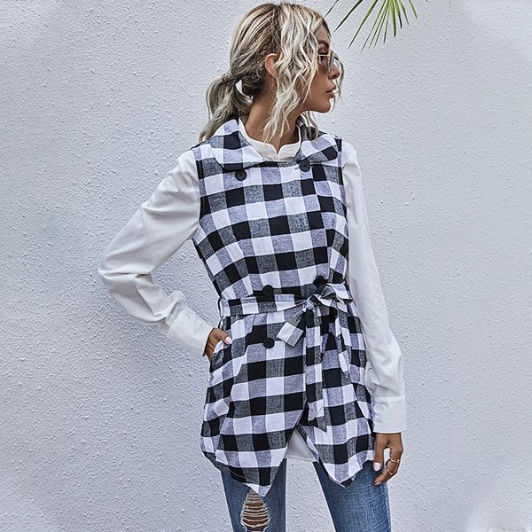 2021 autumn winter sleeveless plaid fashion irregular hem lace up casual jacket coat for women new u1xd, Black;brown
2021 autumn winter sleeveless plaid fashion irregular hem lace up casual jacket coat for women new u1xd, Black;brown