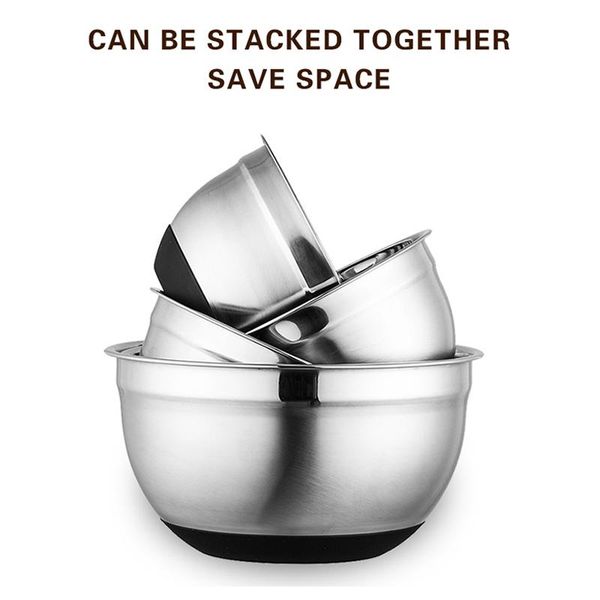 bowls stainless steel mixing bowl ergonomic non-slip silicone bottom salad mixer easy clean kitchen utensil cooking tools
bowls stainless steel mixing bowl ergonomic non-slip silicone bottom salad mixer easy clean kitchen utensil cooking tools