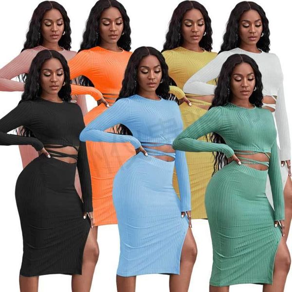 women's tracksuits 2021 fall/winter ribbed hollow striped cut pencil skirt two-piece set, Gray
women's tracksuits 2021 fall/winter ribbed hollow striped cut pencil skirt two-piece set, Gray