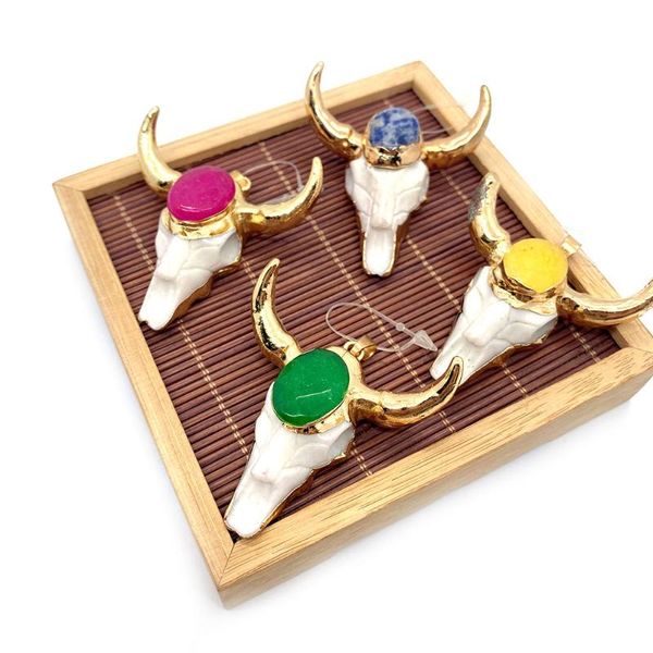 charms fashion natural stone pendant white bull skull crystal shape exquisite jewelry making diy necklace earrings accessories handmade, Bronze;silver
charms fashion natural stone pendant white bull skull crystal shape exquisite jewelry making diy necklace earrings accessories handmade, Bronze;silver