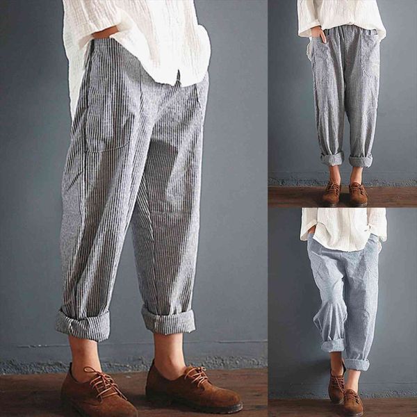 autumn casual linen loose womens capri elastic waist striped full length pocket straight female trousers plus size, Black;white
autumn casual linen loose womens capri elastic waist striped full length pocket straight female trousers plus size, Black;white