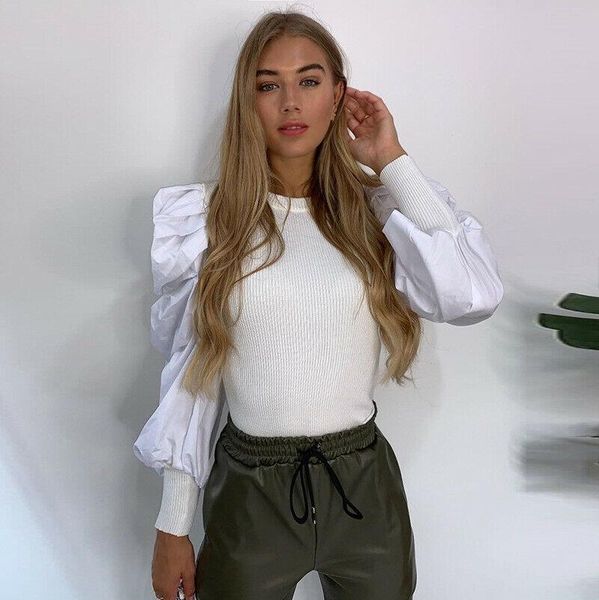 women's t-shirt fashion women ladies o neck puff long sleeve casual autumn clothes basic tee shirt, White
women's t-shirt fashion women ladies o neck puff long sleeve casual autumn clothes basic tee shirt, White