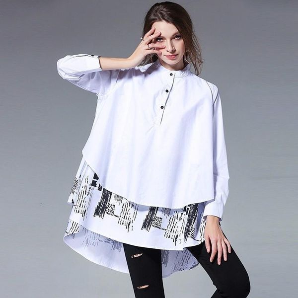 lanmrem 2021 new autumn double layer printed hem womens blouse long sleeve stand collar big size loose shirts solid s056, White
lanmrem 2021 new autumn double layer printed hem womens blouse long sleeve stand collar big size loose shirts solid s056, White