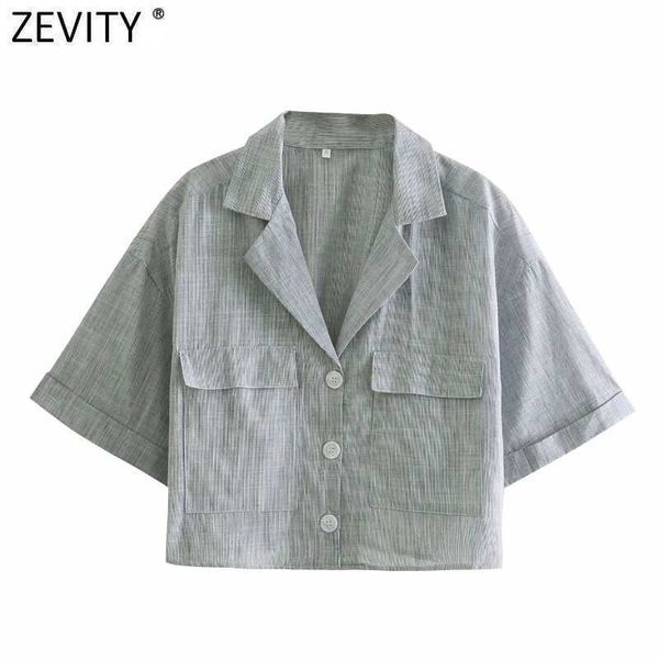 zevity women vintage pockets patch striped short smock blouse office ladies breasted business shirts chic blusas ls9203 210603, White
zevity women vintage pockets patch striped short smock blouse office ladies breasted business shirts chic blusas ls9203 210603, White