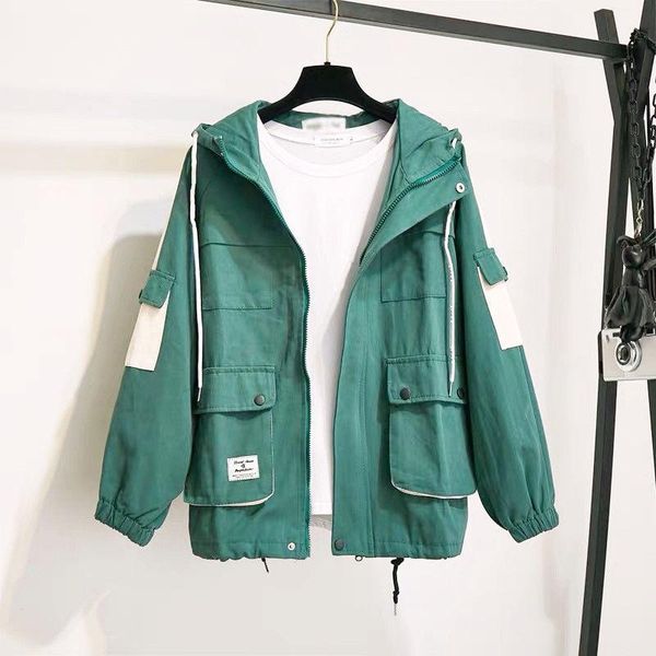 women's jackets 2021 autumn women jacket fashion hooded patchwork casual windbreaker female zipper loose coat outerwear p877, Black;brown
women's jackets 2021 autumn women jacket fashion hooded patchwork casual windbreaker female zipper loose coat outerwear p877, Black;brown