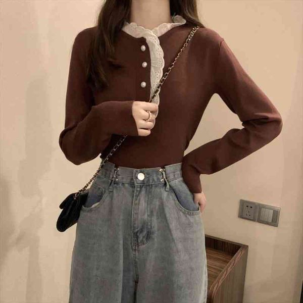 woman spring autumn lace womens sweater stringy selvedge stcollar slim fit knitted western style, White;black
woman spring autumn lace womens sweater stringy selvedge stcollar slim fit knitted western style, White;black