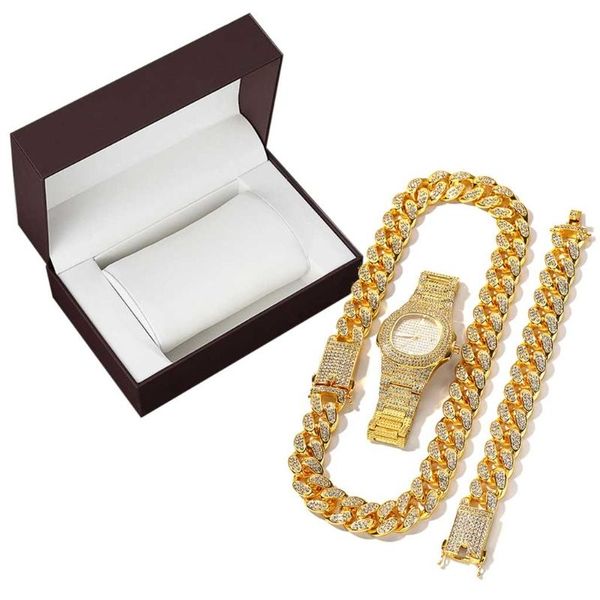 earrings & necklace 3pcs luxury cool mens numeral watch kit crystal pave miami cuban bracelet rappers men rock roll jewelry set, Silver
earrings & necklace 3pcs luxury cool mens numeral watch kit crystal pave miami cuban bracelet rappers men rock roll jewelry set, Silver