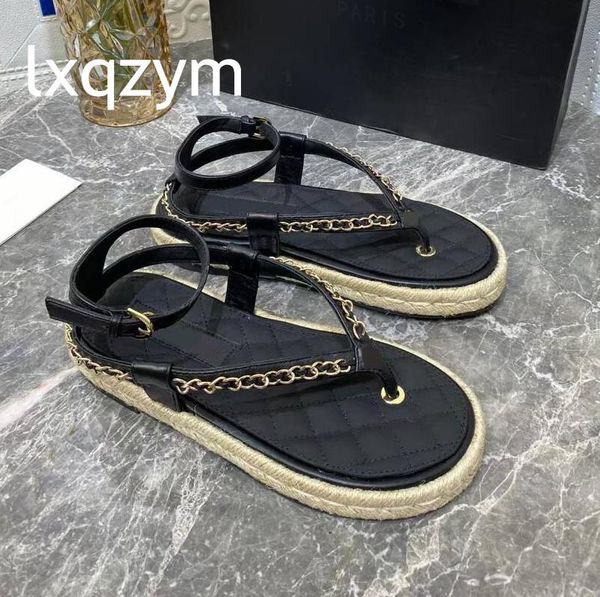 sandals clip-on metal chain beach for women fashion brand rope platform ankle strap flat flipflop laides shoes, Black
sandals clip-on metal chain beach for women fashion brand rope platform ankle strap flat flipflop laides shoes, Black