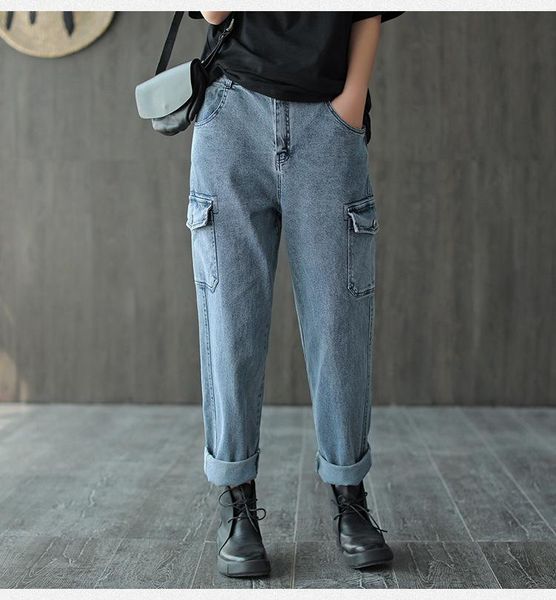 women's jeans cotton denim flip pockets harem pants 2021 season vintage light blue loose cropped women lxl size female
women's jeans cotton denim flip pockets harem pants 2021 season vintage light blue loose cropped women lxl size female