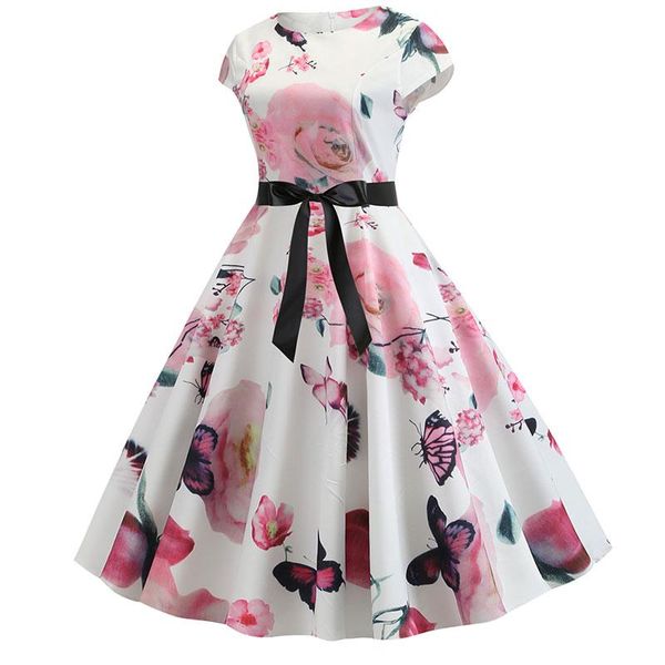 casual dresses women's round neck floral printed dress fashion short sleeve big swing with belt girls', Black;gray
casual dresses women's round neck floral printed dress fashion short sleeve big swing with belt girls', Black;gray