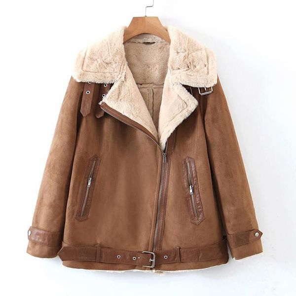 women's leather & faux 2021 winter women motorcycle velvet jacket female short lapels fur thick lamb coat casual zipper street overcoat, Black
women's leather & faux 2021 winter women motorcycle velvet jacket female short lapels fur thick lamb coat casual zipper street overcoat, Black