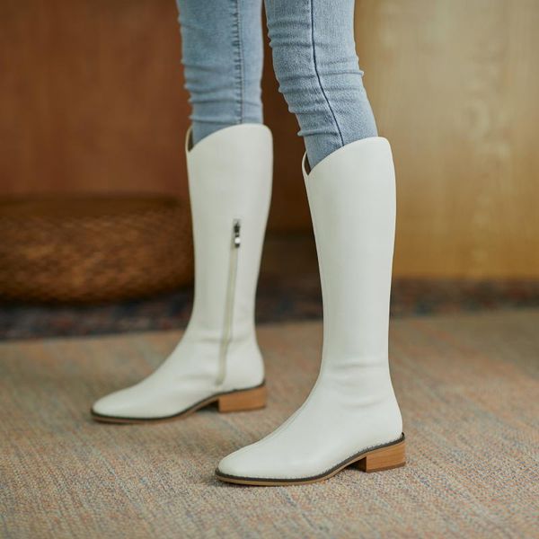boots mezereon split leather thigh high square toe western riding equestrian white med heel fashion winter shoes with zip, Black
boots mezereon split leather thigh high square toe western riding equestrian white med heel fashion winter shoes with zip, Black