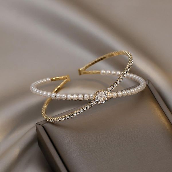 bangle minar dainty sparkly rhinestone crossed cuff bangles for women gold color metal simulated pearls hollow layered open bracelet, Black
bangle minar dainty sparkly rhinestone crossed cuff bangles for women gold color metal simulated pearls hollow layered open bracelet, Black