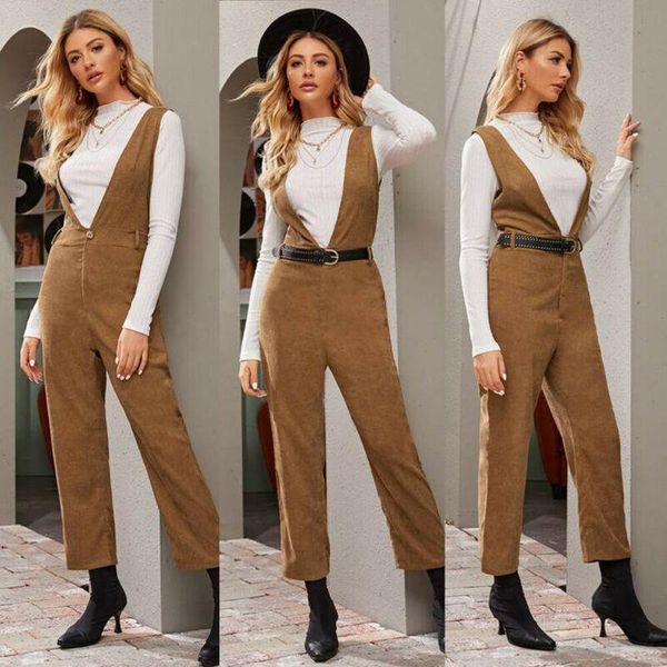 women's jumpsuits & rompers simple jumpsuit women autumn corduroy solid color deep v-neck backless shoulder strap bandagws casual loose, Black;white
women's jumpsuits & rompers simple jumpsuit women autumn corduroy solid color deep v-neck backless shoulder strap bandagws casual loose, Black;white
