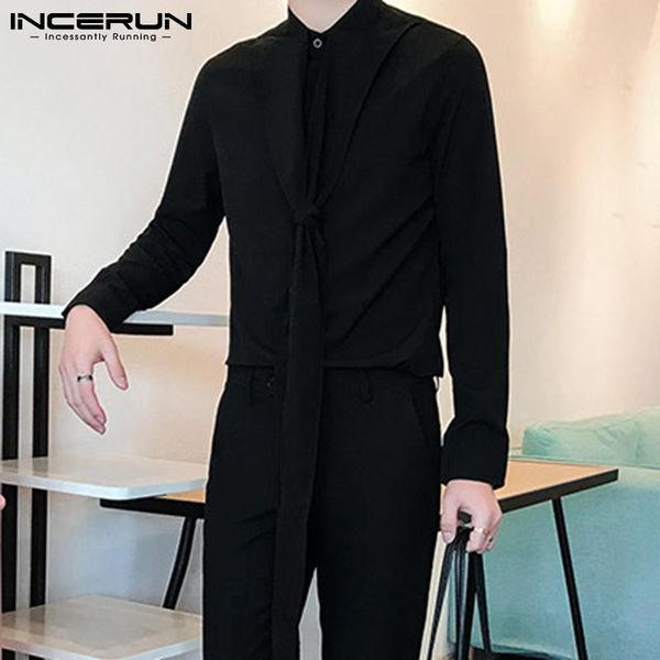 men's casual shirts incerun 2021 tie shirt men ruffian handsome long-sleeved korean style autumn trend creative personality streamer s-, White;black
men's casual shirts incerun 2021 tie shirt men ruffian handsome long-sleeved korean style autumn trend creative personality streamer s-, White;black