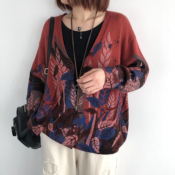 women's jackets 2021 knitting women spring retro loose coat v-neck button print vintage all-match, Black;brown
women's jackets 2021 knitting women spring retro loose coat v-neck button print vintage all-match, Black;brown