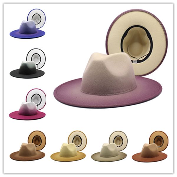 fashion hats for men & women elegant luxury solid felt fedora hat band wide flat brim jazz hats stylish trilby panama caps, Blue;gray
fashion hats for men & women elegant luxury solid felt fedora hat band wide flat brim jazz hats stylish trilby panama caps, Blue;gray