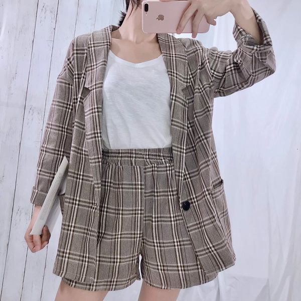 fashion summer retro-loose wild chess suit women's jacket + shorts plaid shirt pants two pieces bnxt, Gray
fashion summer retro-loose wild chess suit women's jacket + shorts plaid shirt pants two pieces bnxt, Gray