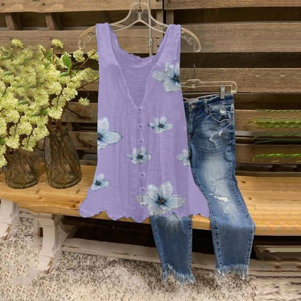 women's blouses & shirts summer 2021 casual floral print sleeveless v-neck shirt blouse loose button womens ropa mujer, White
women's blouses & shirts summer 2021 casual floral print sleeveless v-neck shirt blouse loose button womens ropa mujer, White