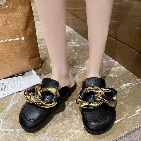 slippers brand design gold chain women slipper closed toe slip on mules shoes round low heels casual slides flip flop, Black
slippers brand design gold chain women slipper closed toe slip on mules shoes round low heels casual slides flip flop, Black