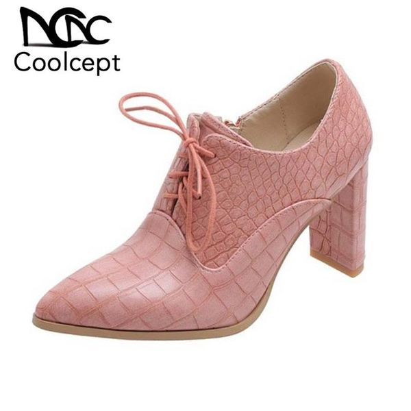 dress shoes coolcept zipper women pumps pointed toe leather patern solid color thick heel office lady footwear size 32-42, Black
dress shoes coolcept zipper women pumps pointed toe leather patern solid color thick heel office lady footwear size 32-42, Black