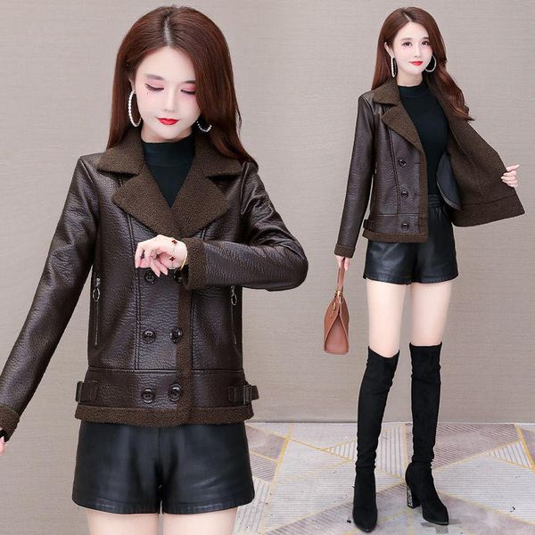 l-5xl women leather jacket for winter 2021 new plus velvet warm turn collar lambswool leather jackets coat high quality, Black
l-5xl women leather jacket for winter 2021 new plus velvet warm turn collar lambswool leather jackets coat high quality, Black