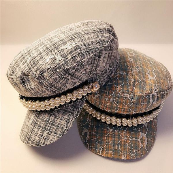 berets 202110-shi exclusive design style lace flower pearl button lady equestrian cap women visors hat, Blue;gray
berets 202110-shi exclusive design style lace flower pearl button lady equestrian cap women visors hat, Blue;gray