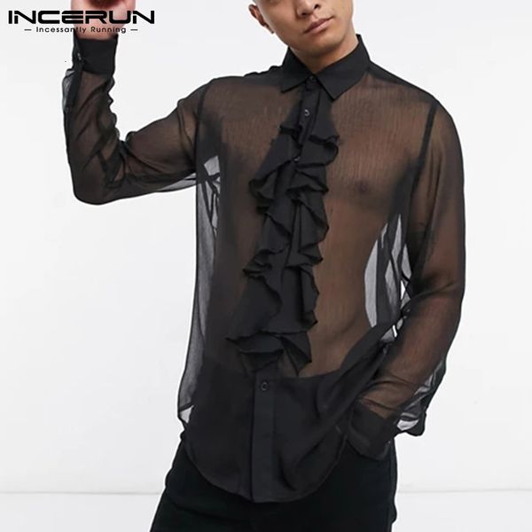incerun 2022 men mesh shirt see through streetwear lapel long sleeve ruffled fashion party nightclub shirts camisas 7, White;black
incerun 2022 men mesh shirt see through streetwear lapel long sleeve ruffled fashion party nightclub shirts camisas 7, White;black
