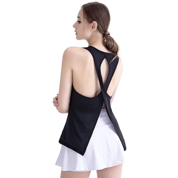2021 new tank suspender sports women's tank with split back for yoga fitns in summer, Black;white
2021 new tank suspender sports women's tank with split back for yoga fitns in summer, Black;white