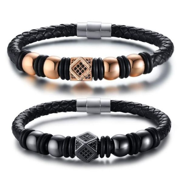 bangle classic punk black rose gold men's charm leather braid bracelet rock style party jewelry
bangle classic punk black rose gold men's charm leather braid bracelet rock style party jewelry