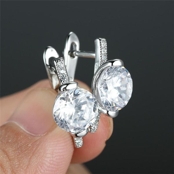 hoop & huggie female white zircon small earrings luxury crystal round stone fashion gold silver color wedding for women, Golden;silver
hoop & huggie female white zircon small earrings luxury crystal round stone fashion gold silver color wedding for women, Golden;silver