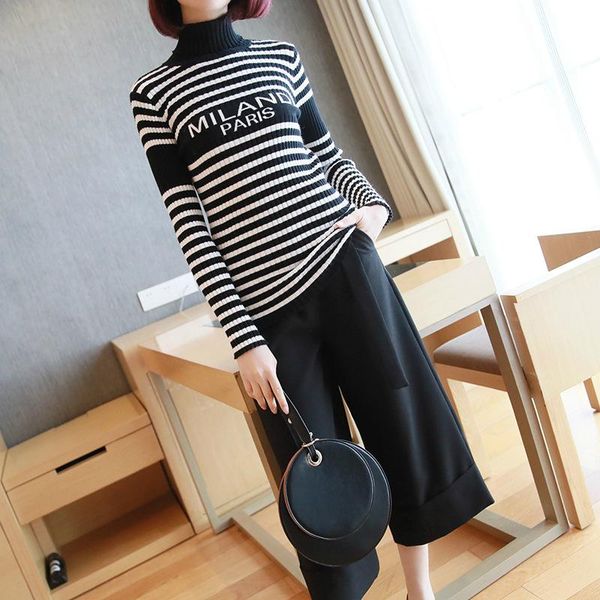 women's sweaters autumn winter women knitted sweater casual soft turtleneck jumper print striped letter femme elasticity pullov, White;black
women's sweaters autumn winter women knitted sweater casual soft turtleneck jumper print striped letter femme elasticity pullov, White;black