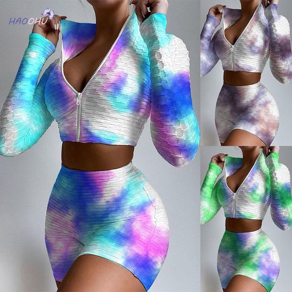 women's tracksuits elastic high waist skinny women shorts+navel stretch tie-dye printed sports long sleeve 2 piece set haoohu fitness c, Gray
women's tracksuits elastic high waist skinny women shorts+navel stretch tie-dye printed sports long sleeve 2 piece set haoohu fitness c, Gray