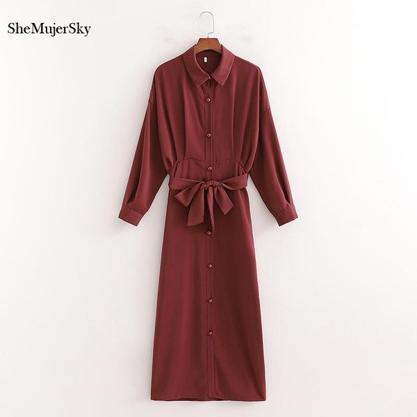 casual dresses shemujersky women red maxi dress 2021 spring autumn shirt with sashes buttons long, Black;gray
casual dresses shemujersky women red maxi dress 2021 spring autumn shirt with sashes buttons long, Black;gray