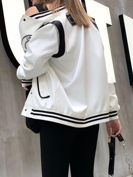 women's jackets applique fashion brand casual black and white stitching ladies baseball uniform coat jacket 2021 winter xl, Black;brown
women's jackets applique fashion brand casual black and white stitching ladies baseball uniform coat jacket 2021 winter xl, Black;brown