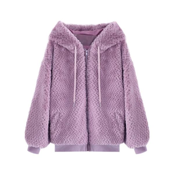 women's fur & faux winter womens jackets padded knitted wheat ears lambswool female coats loose lady outerwear trendy hoodies, Black
women's fur & faux winter womens jackets padded knitted wheat ears lambswool female coats loose lady outerwear trendy hoodies, Black
