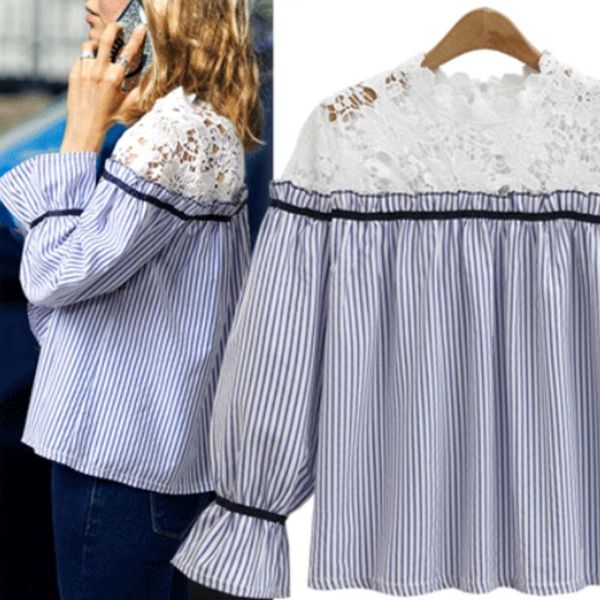 women's blouses & shirts korean women 2021 spring lace patchwork loose long sleeve ladies tunique femme female blusas t8n508, White
women's blouses & shirts korean women 2021 spring lace patchwork loose long sleeve ladies tunique femme female blusas t8n508, White