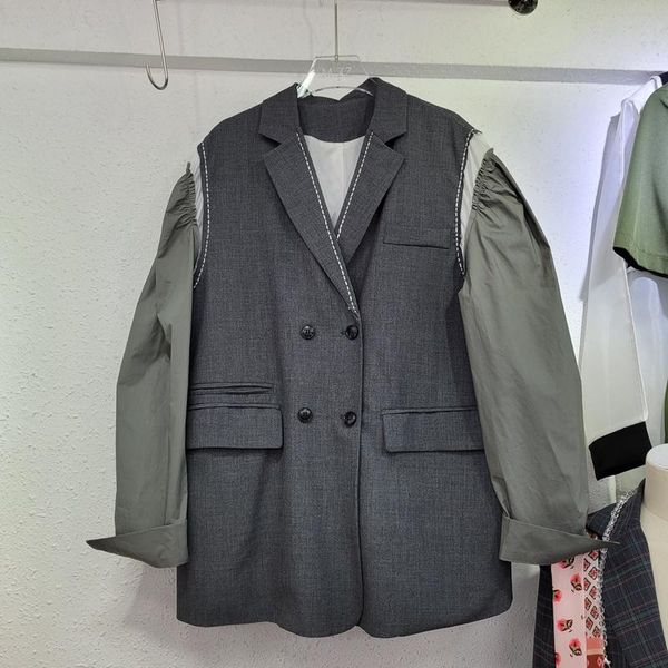 women's suits & blazers seebeautiful contrast color loose blazer coat notched long sleeve double breasted pockets fashion autumn 2021 w, White;black
women's suits & blazers seebeautiful contrast color loose blazer coat notched long sleeve double breasted pockets fashion autumn 2021 w, White;black