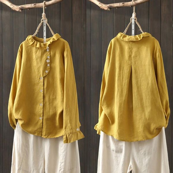 women's blouses & shirts fashion ruffle spring blouse zanzea 2021 causal long sleeve blusas female asymmetrical tunic plus size, White
women's blouses & shirts fashion ruffle spring blouse zanzea 2021 causal long sleeve blusas female asymmetrical tunic plus size, White