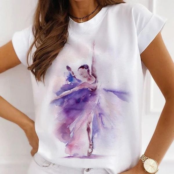 women's t-shirt 6 fashion ink ballet print women short-sleeved shirt summer o-neck casual female soft modal oversized clothes 24598, White
women's t-shirt 6 fashion ink ballet print women short-sleeved shirt summer o-neck casual female soft modal oversized clothes 24598, White