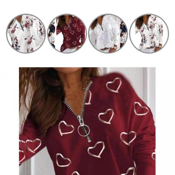 women's blouses & shirts clothes stylish heart print fall blouse all-matched autumn pullover star for working, White
women's blouses & shirts clothes stylish heart print fall blouse all-matched autumn pullover star for working, White