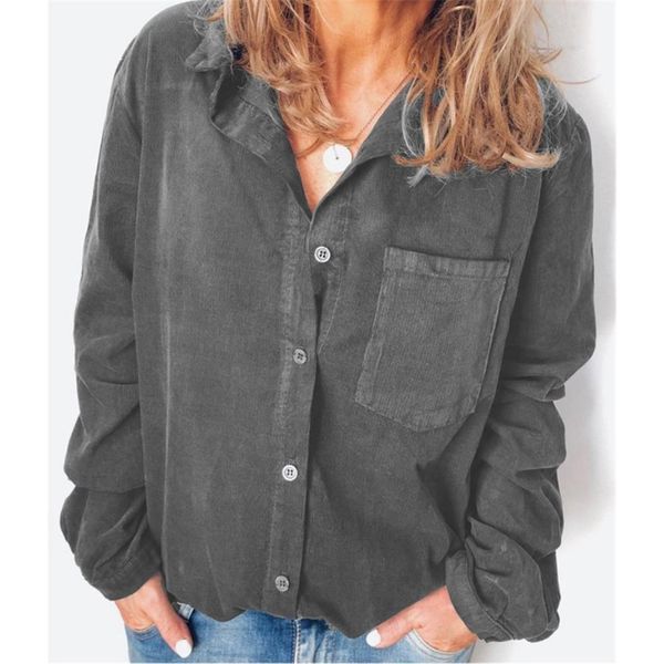 2021 casual corduroy pockets winter shirts blouse women long sleeve plus size turn down collar ladies button blusas female, White
2021 casual corduroy pockets winter shirts blouse women long sleeve plus size turn down collar ladies button blusas female, White