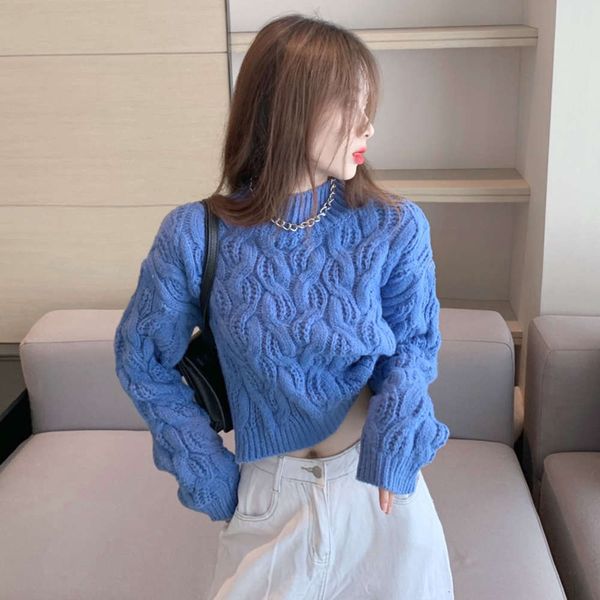 slouchy wind loose outside wearing twist pullover women's spring short long sleeve half high collar thickened sweater, White;black
slouchy wind loose outside wearing twist pullover women's spring short long sleeve half high collar thickened sweater, White;black